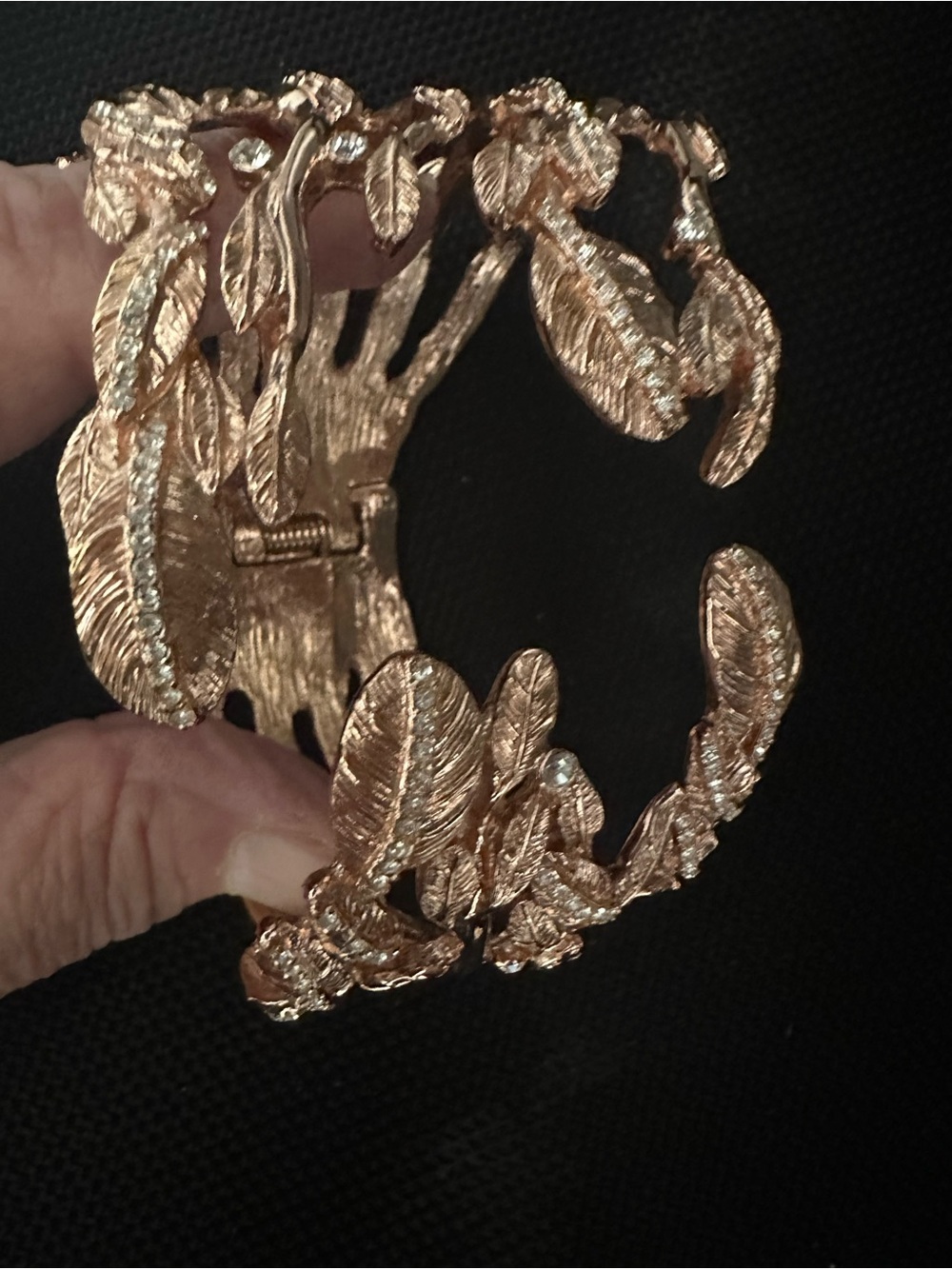 Lauren Ralph Lauren Rose Gold Leaf Cuff Bracelet with Crystals - Picture 2 of 7